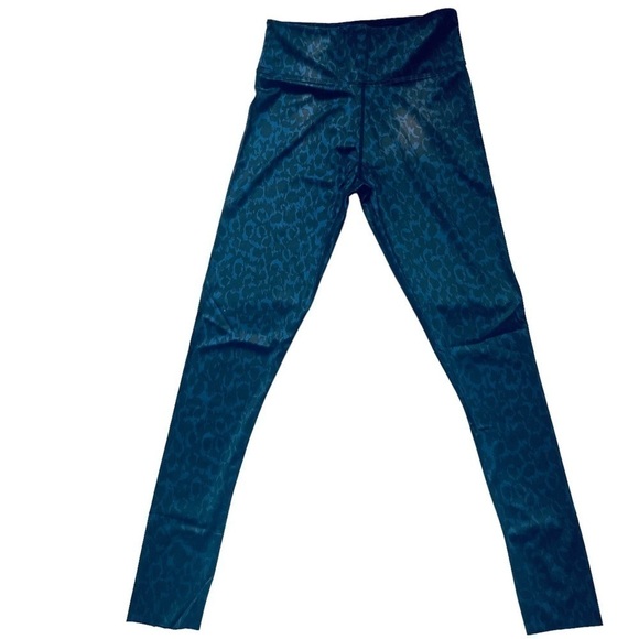 H Halston Studio yoga pants abstract leopard classic navy HSWS2160005 size S - Picture 1 of 14